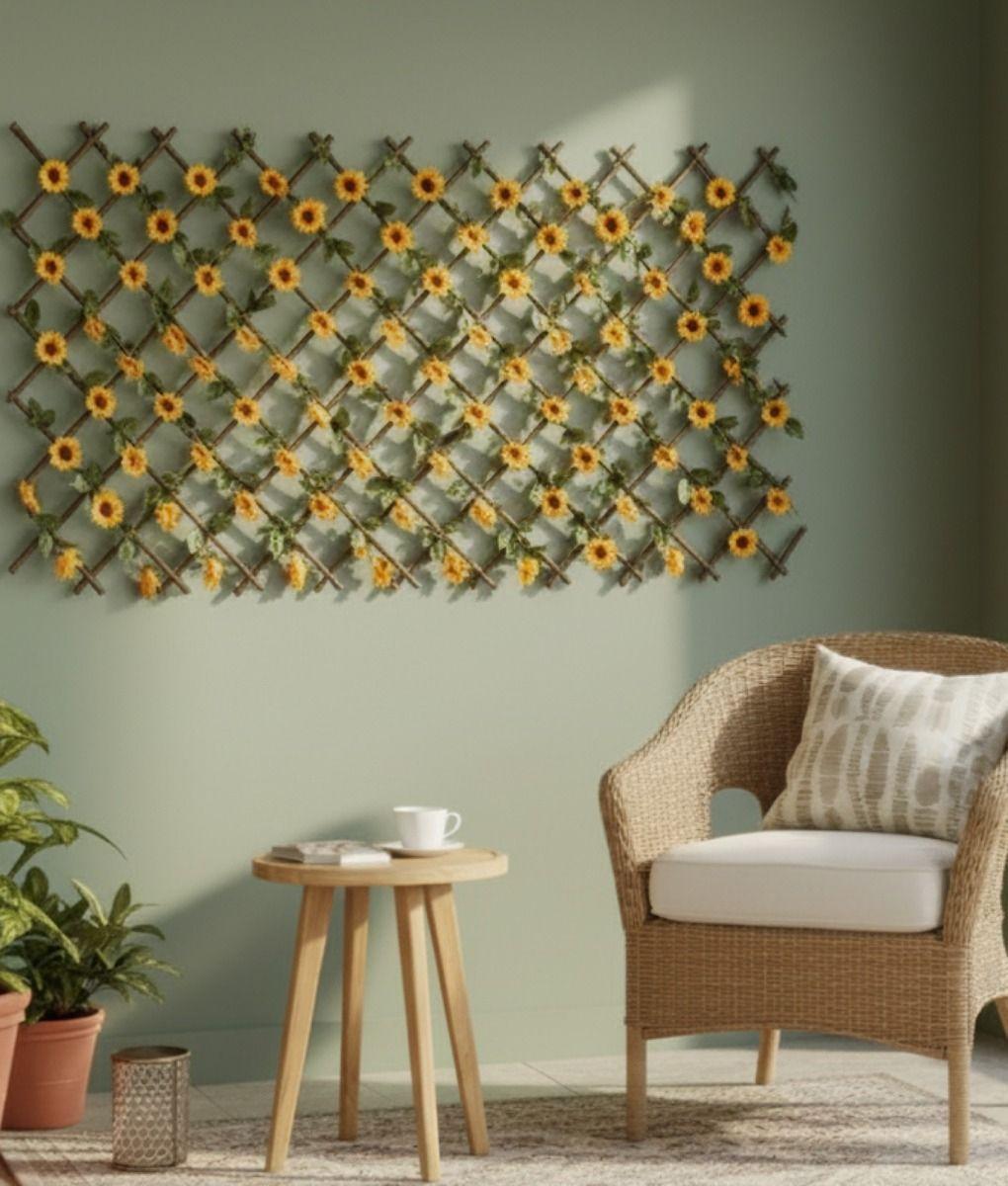 Flores Artificiales Malla Extensible Girasoles Cerco Jhn-8