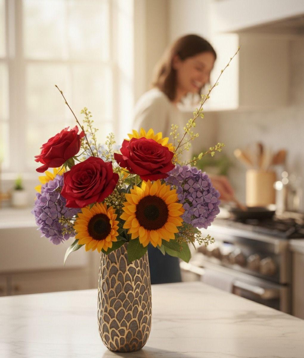 Florero Decorativo Abstracto Jarrón Textura Adorno Lujo Jhn-3