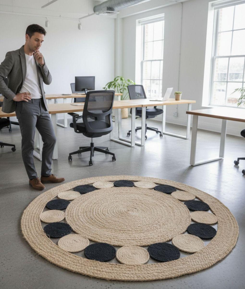 Alfombra Circular Decorativa Funcional Yute Natural Jhn-4