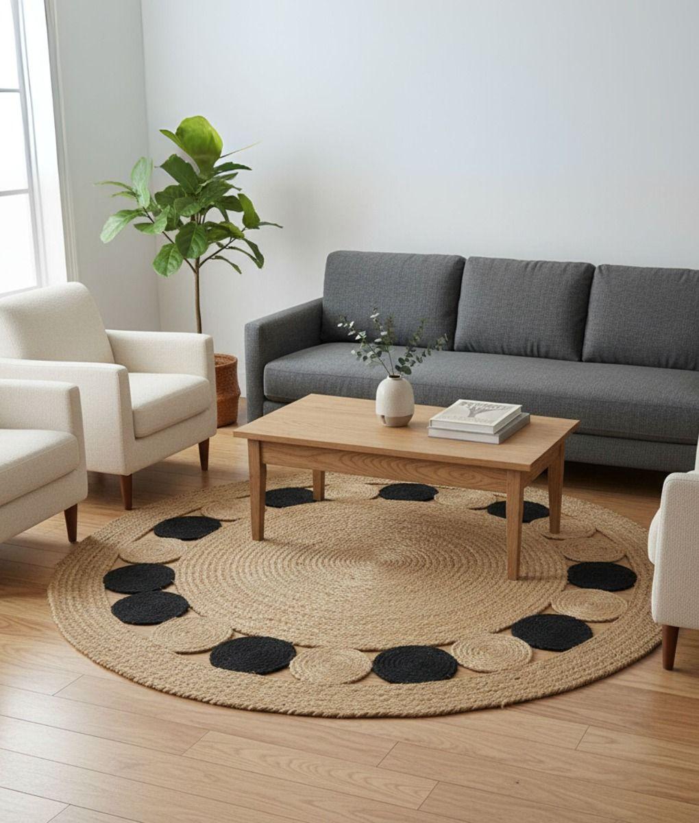 Alfombra Circular Decorativa Funcional Yute Natural Jhn-8