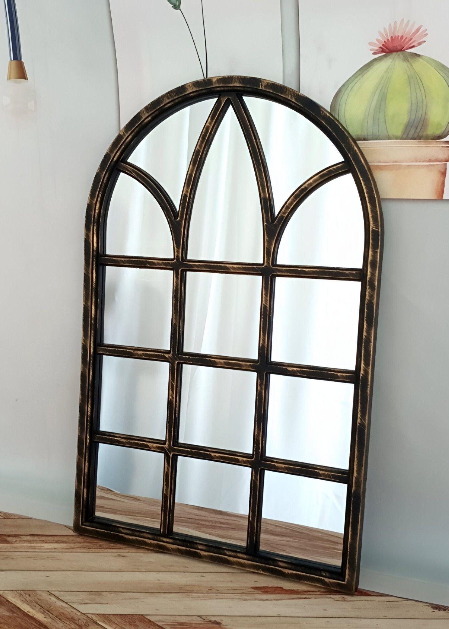 Espejo Decorativo Dorado Envejecido Ventana Catedral Jhn-4