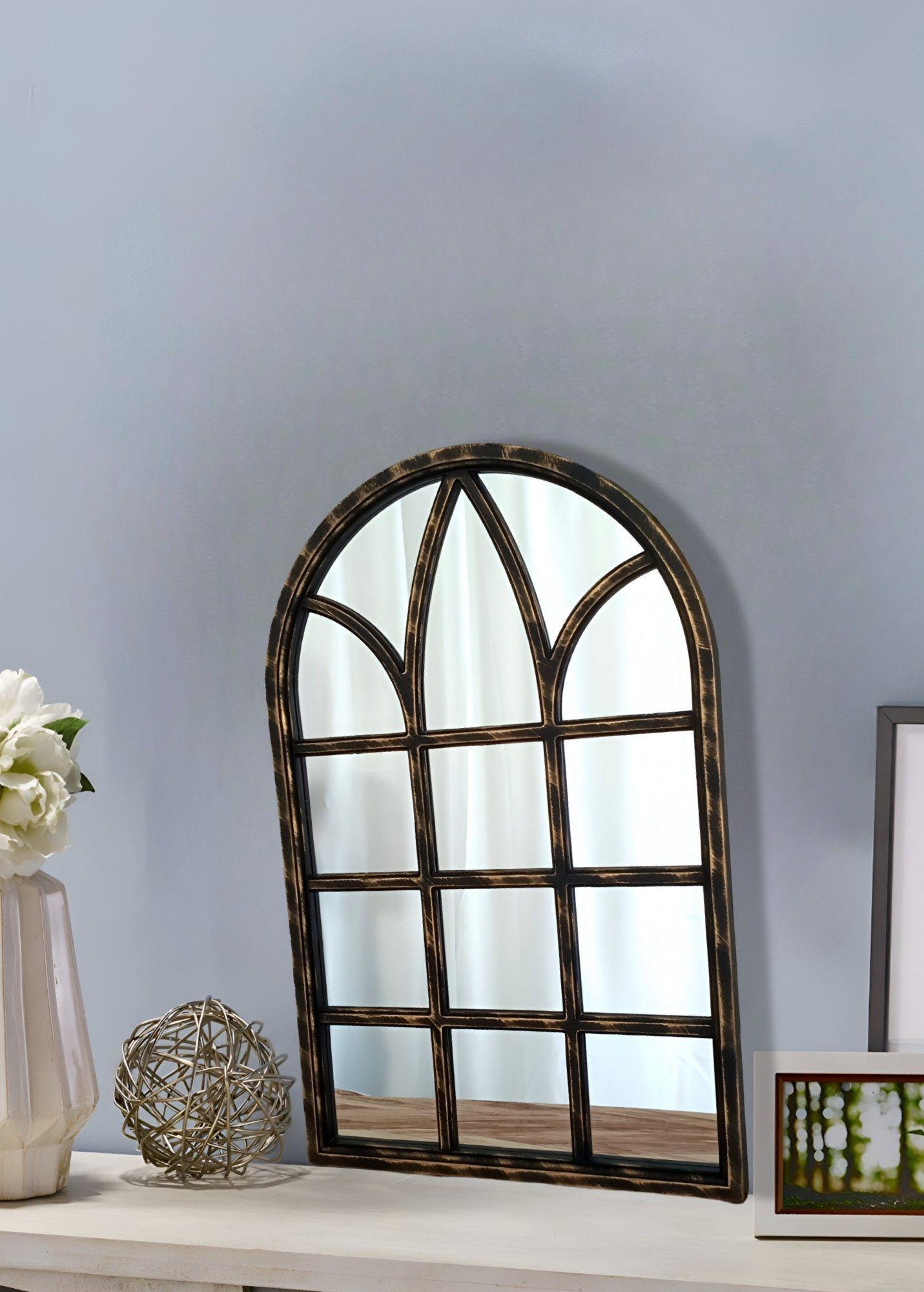 Espejo Decorativo Dorado Envejecido Ventana Catedral Jhn-6