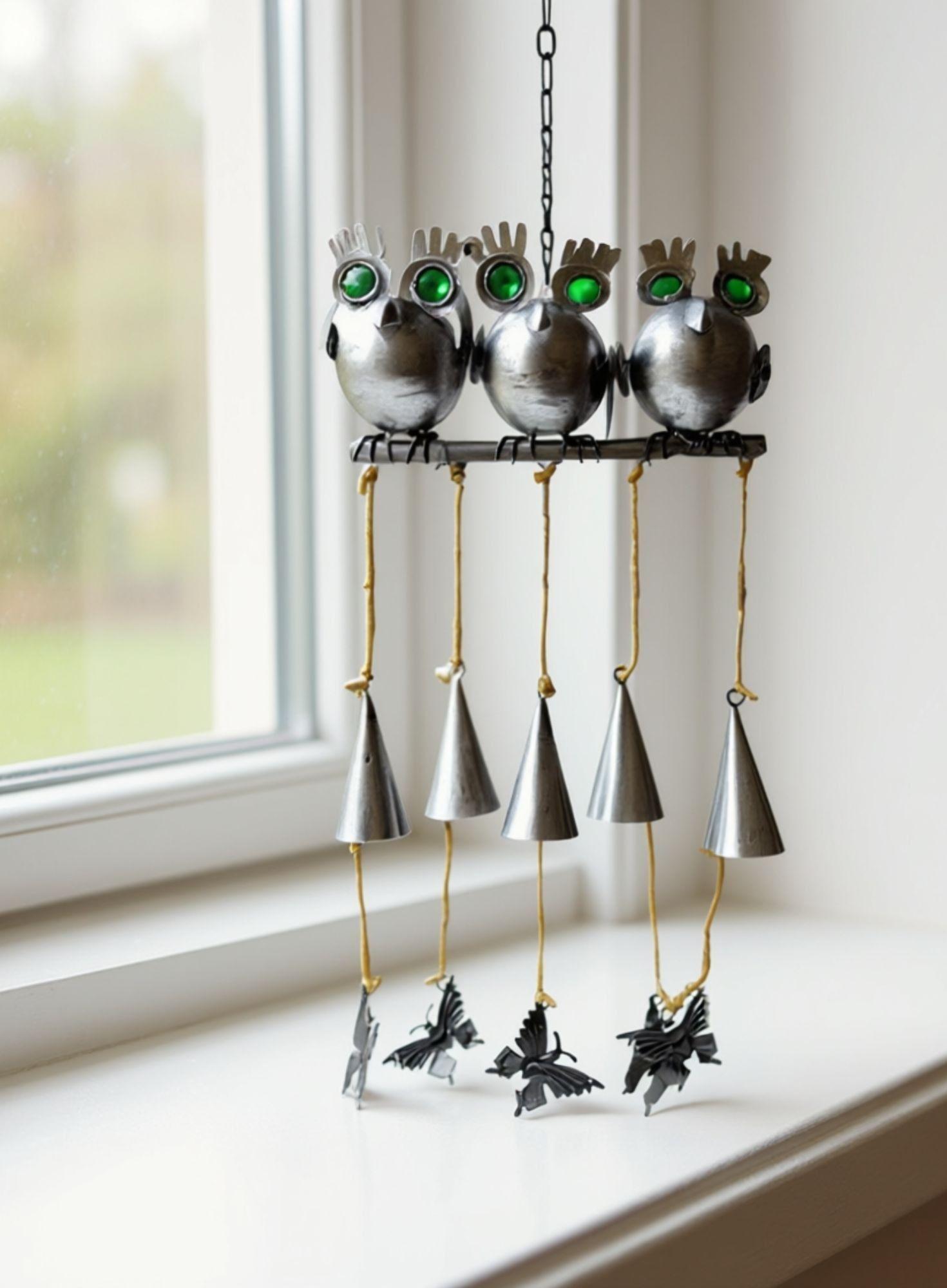 Adorno Decorativo Colgante Campanilla Viento Búhos Jhn-3
