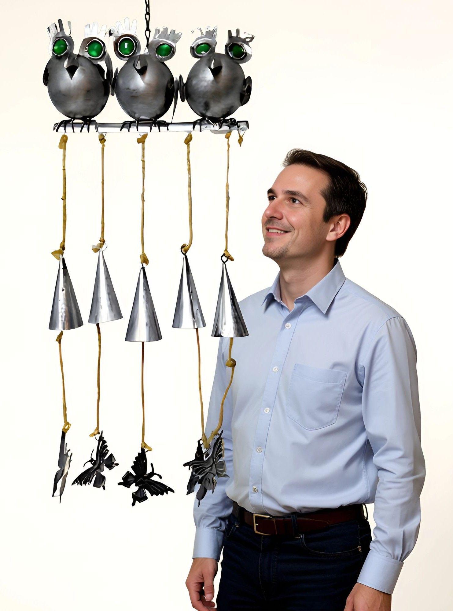 Adorno Decorativo Colgante Campanilla Viento Búhos Jhn-4
