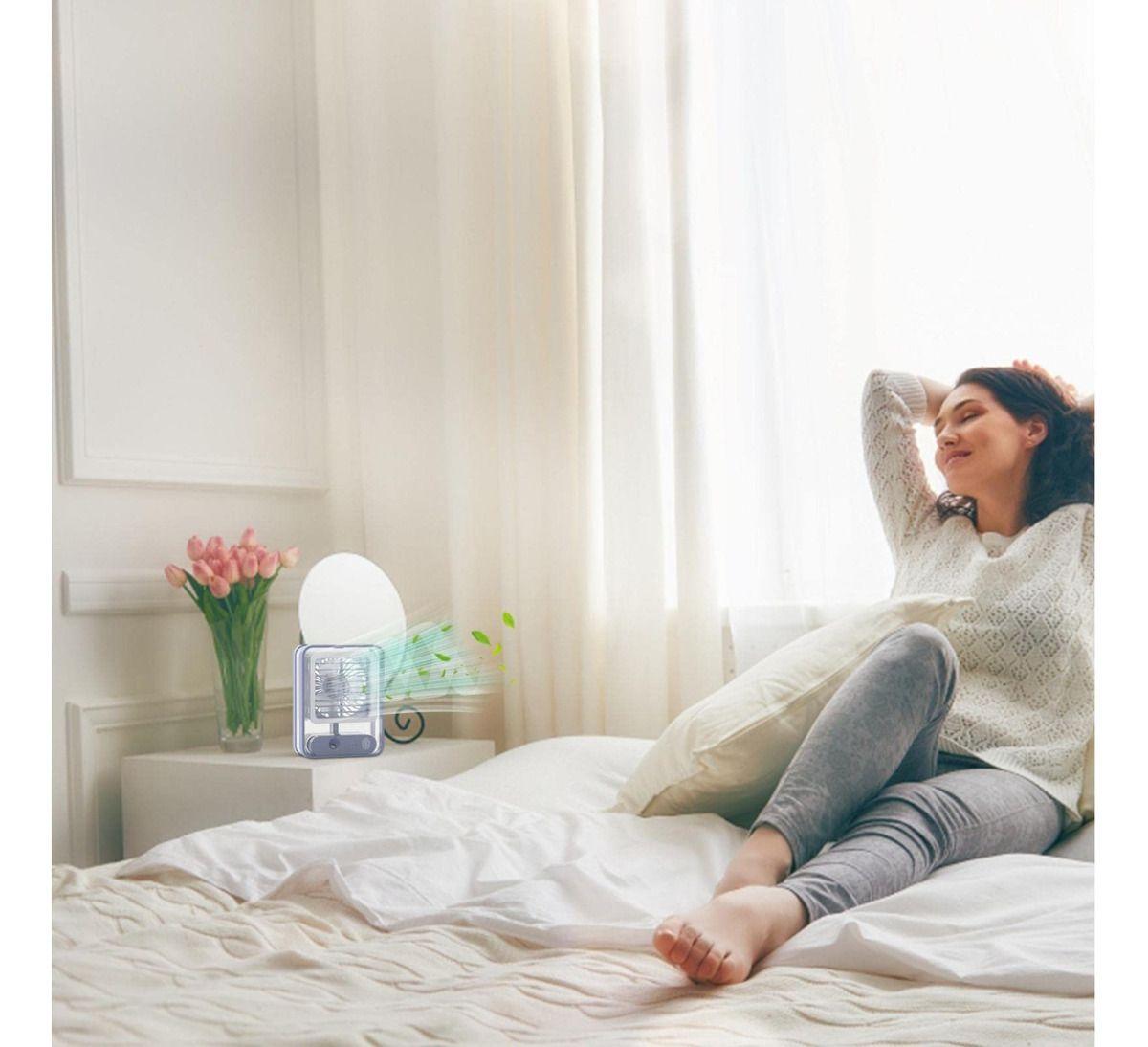 Mini  Enfriador Ventilador Ambiente Portátil Luz Led Recargable Lau-5