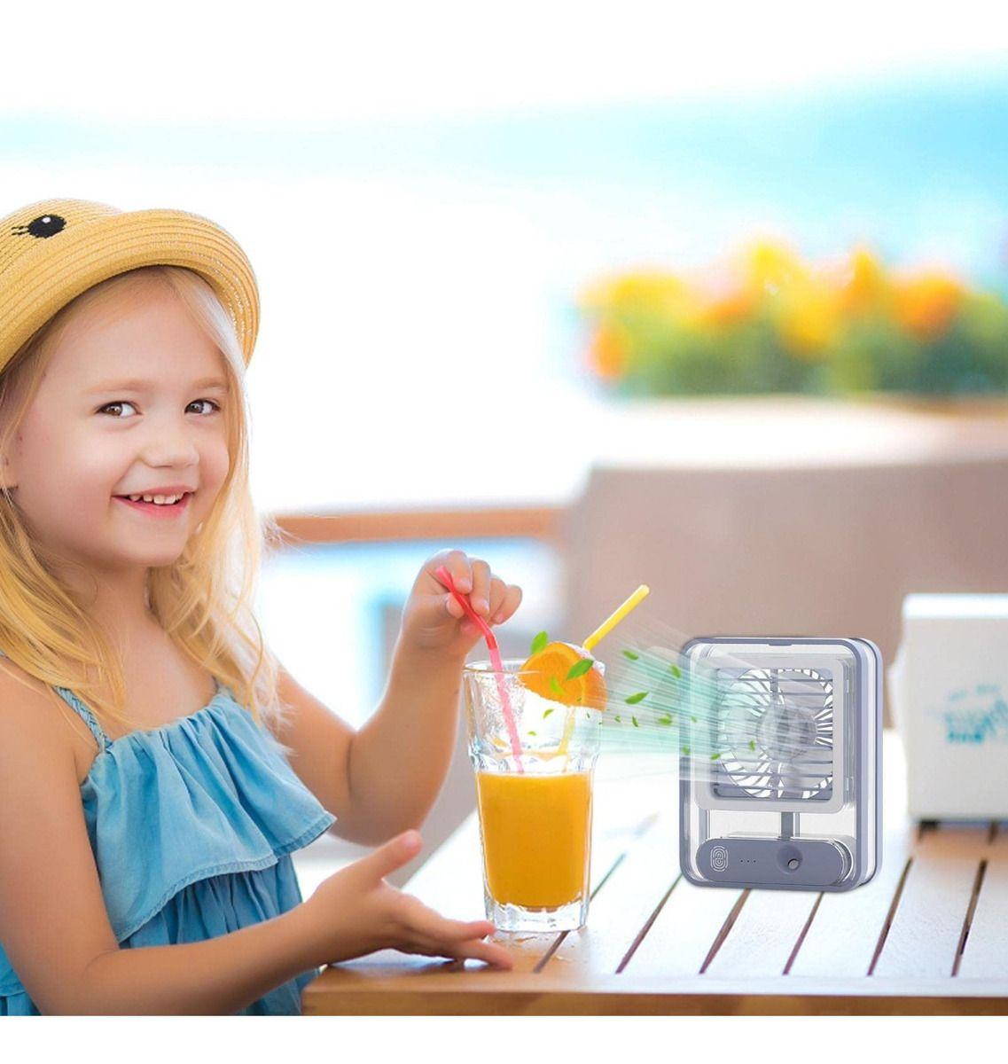 Mini  Enfriador Ventilador Ambiente Portátil Luz Led Recargable Lau-6