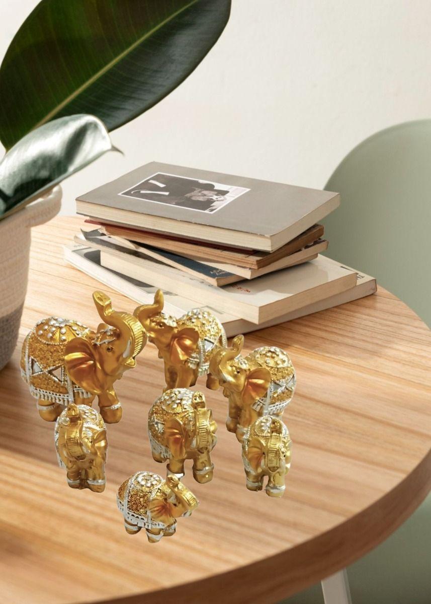 Estatua Decorativa Familia Elefante Animales 7 Piezas Jhn-5
