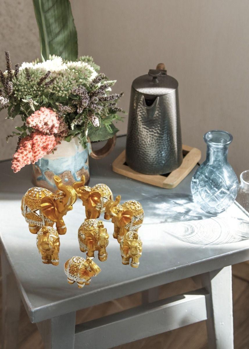 Estatua Decorativa Familia Elefante Animales 7 Piezas Jhn-7