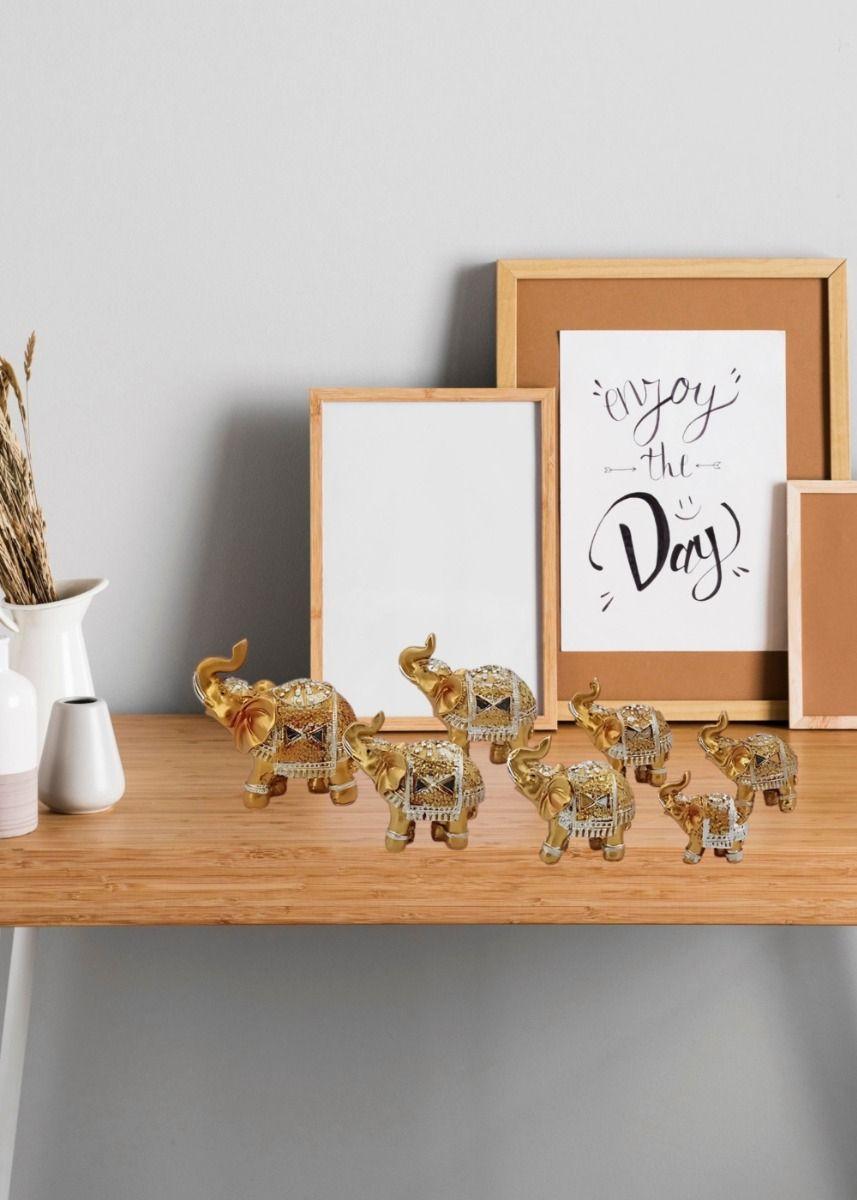 Estatua Decorativa Familia Elefante Animales 7 Piezas Jhn-8