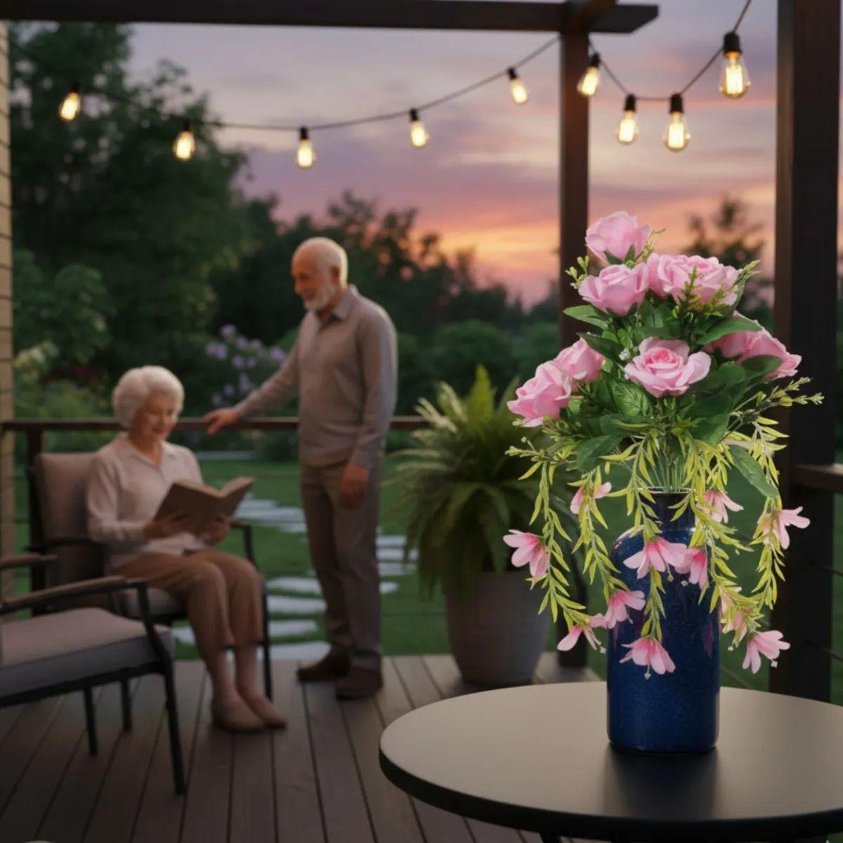 Set 2 Ramo Artificial Rosas Diseño Caída Ornamental Jhn-2