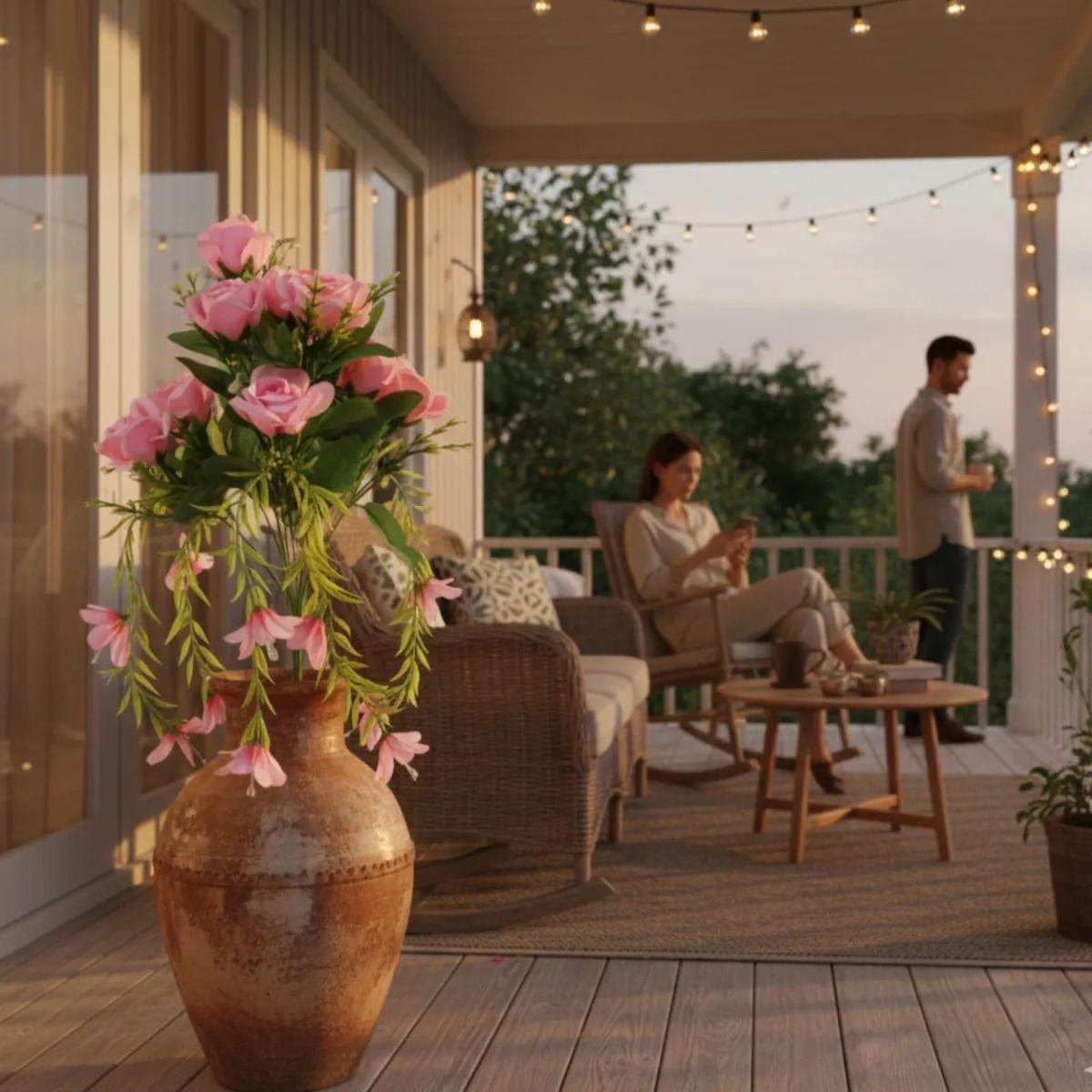 Set 2 Ramo Artificial Rosas Diseño Caída Ornamental Jhn-3