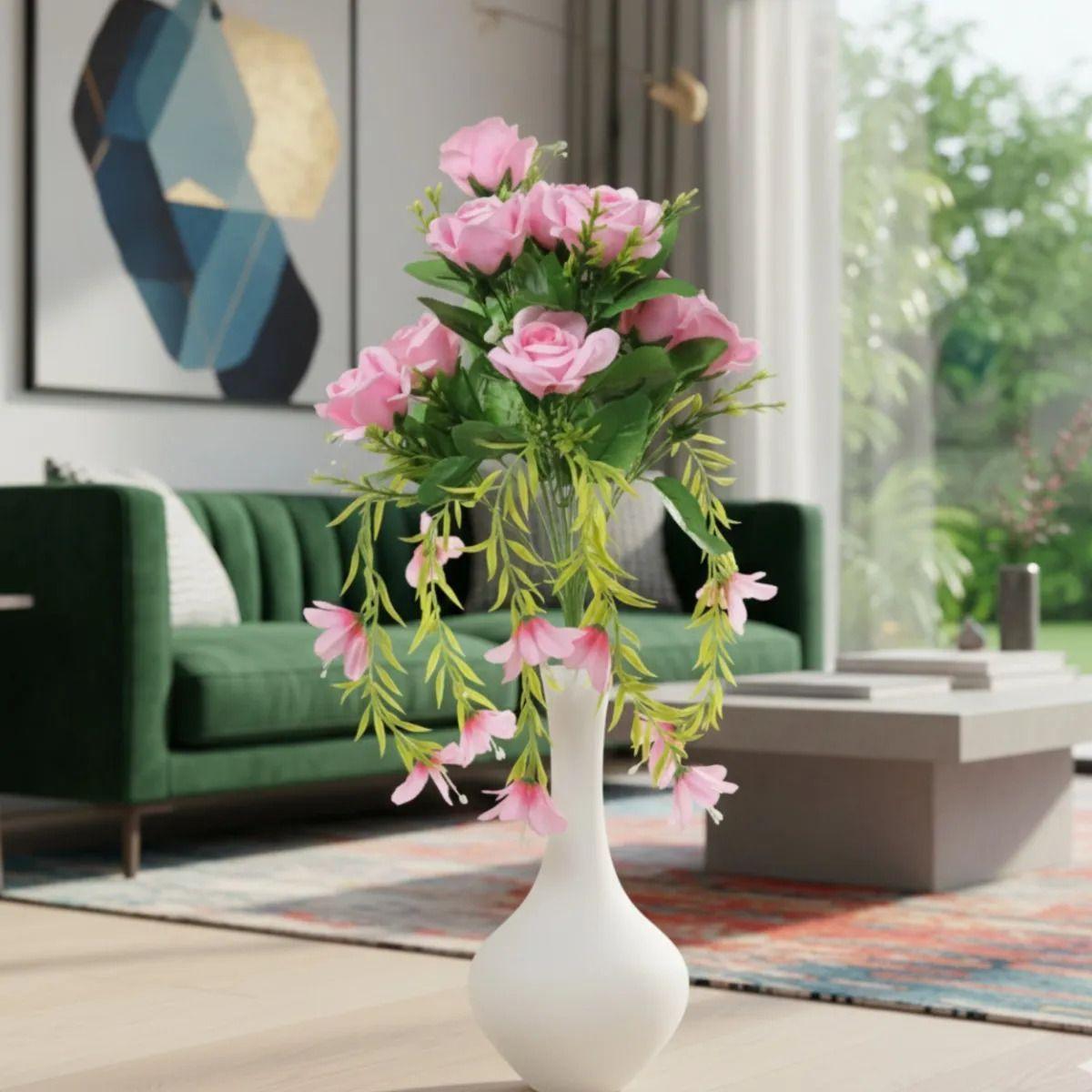 Set 2 Ramo Artificial Rosas Diseño Caída Ornamental Jhn-7