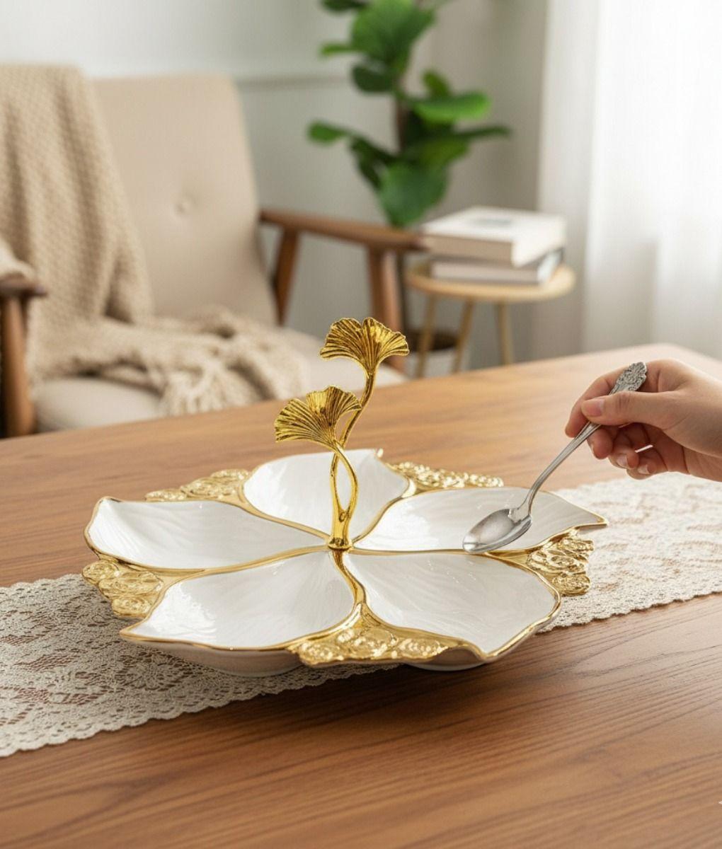 Bandeja Decorativa Centro Mesa Flor Imperial Ginkgo Jhn-8