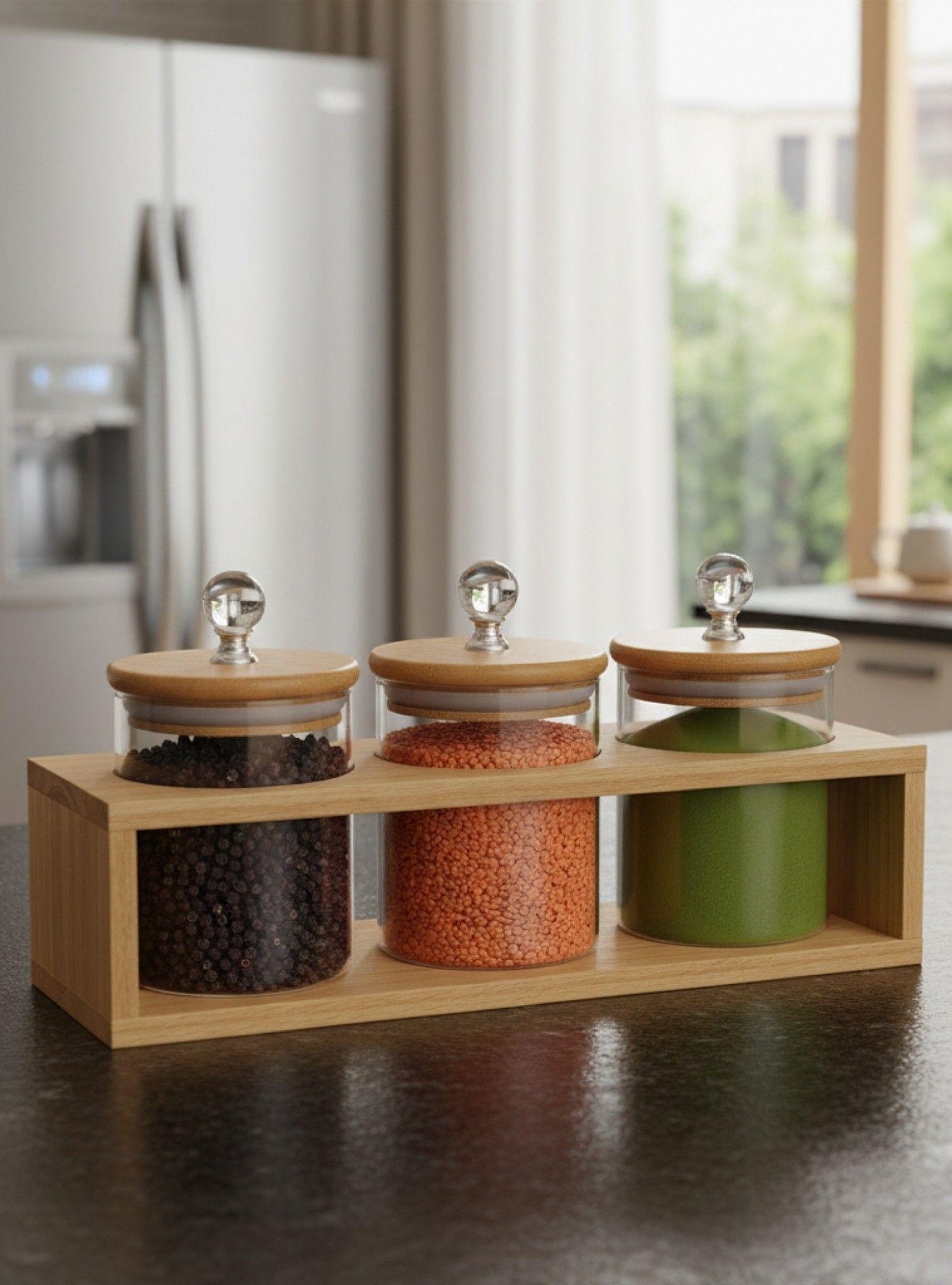 Set 3 Frascos Almacenamiento Organización Recipientes Jhn-4