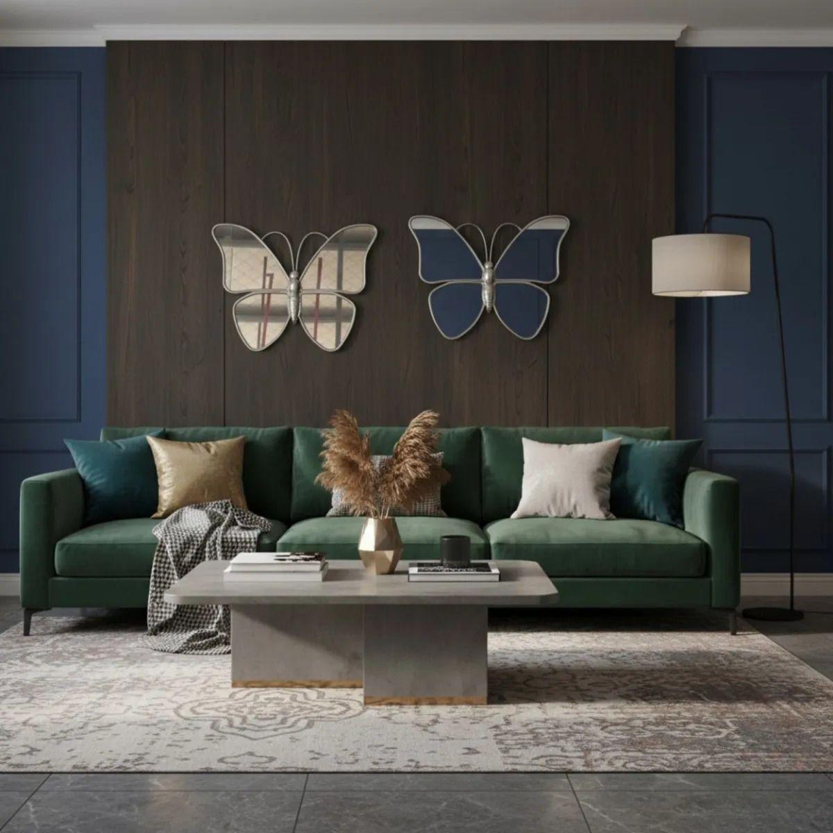 Set 2 Espejo Decorativo Pared Forma Mariposa Moderna Jhn-6