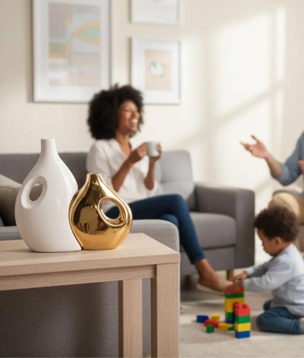 Juego 2 Florero Decorativo Diseño Ergonómico Abstracto Jhn-2