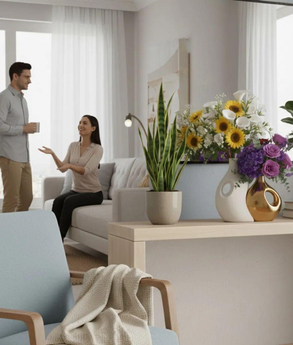 Juego 2 Florero Decorativo Diseño Ergonómico Abstracto Jhn-4