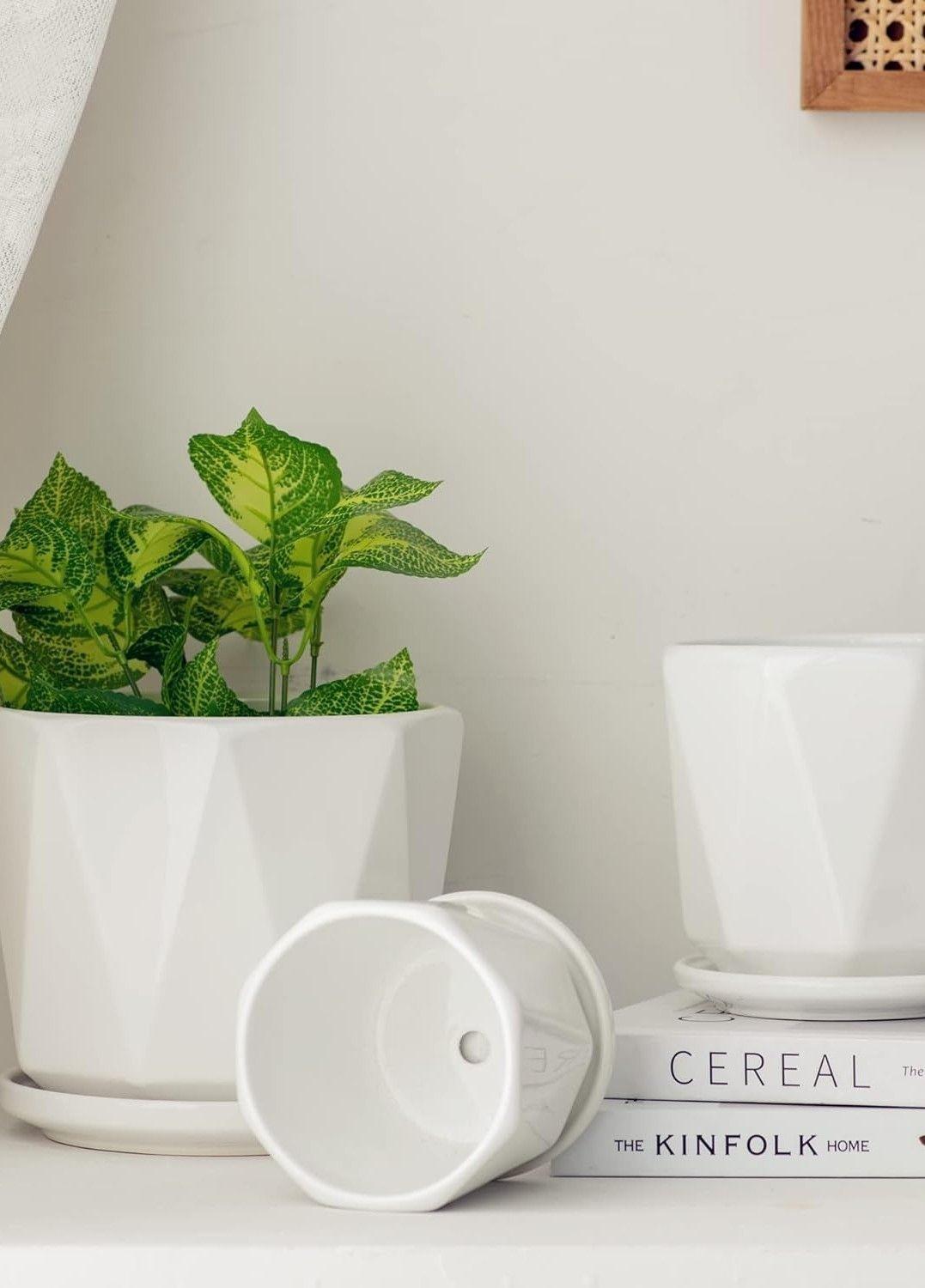 Macetas Blancas Agujeros Drenaje 3 piezas Jhn-3