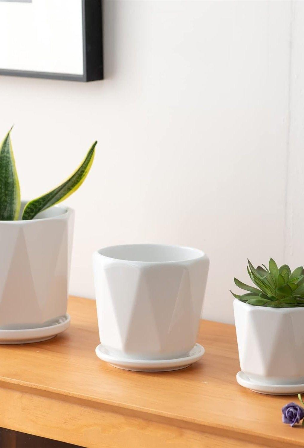 Macetas Blancas Agujeros Drenaje 3 piezas Jhn-6