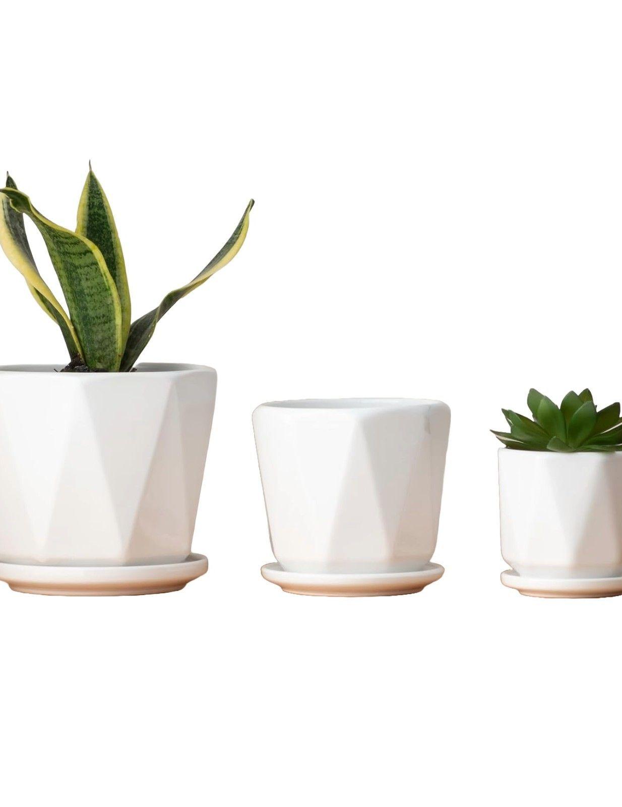 Macetas Blancas Agujeros Drenaje 3 piezas Jhn-7