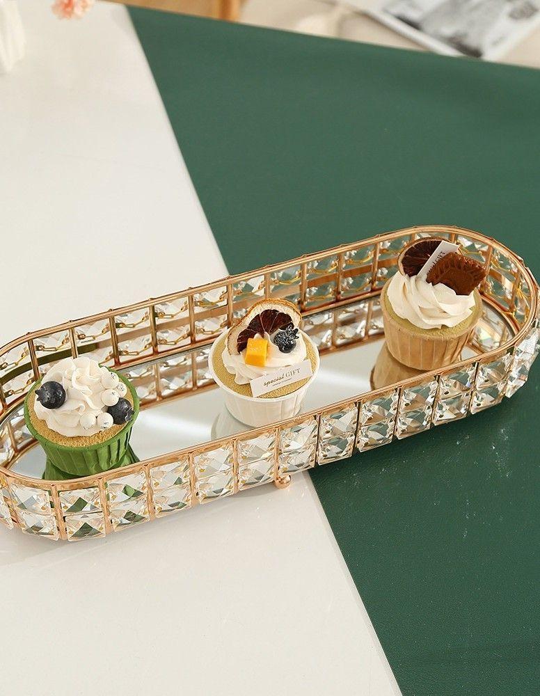 Bandeja Almacenamiento Decorativa Ovalada Dorada Jhn-2