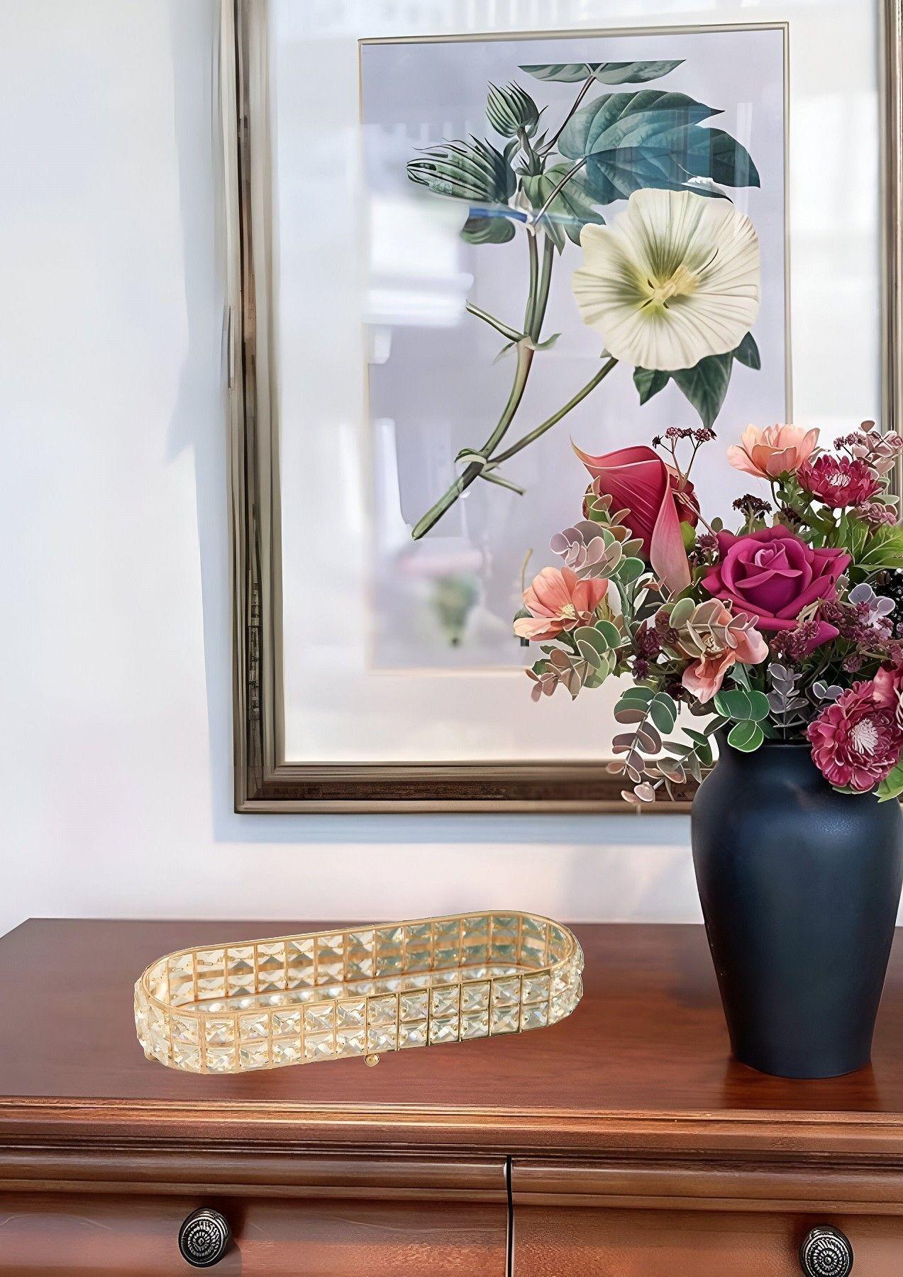 Bandeja Almacenamiento Decorativa Ovalada Dorada Jhn-6