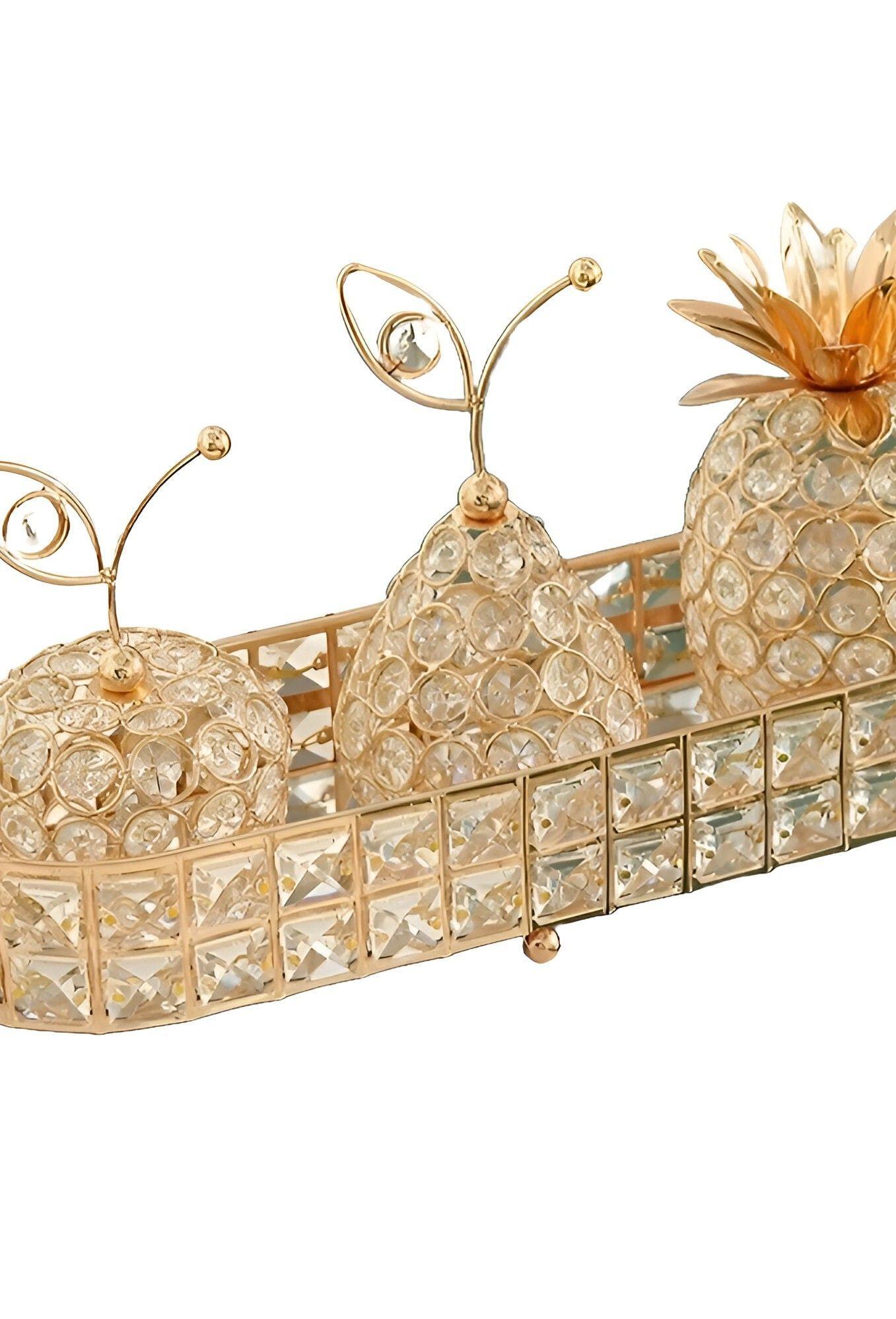 Bandeja Almacenamiento Decorativa Ovalada Dorada Jhn-7