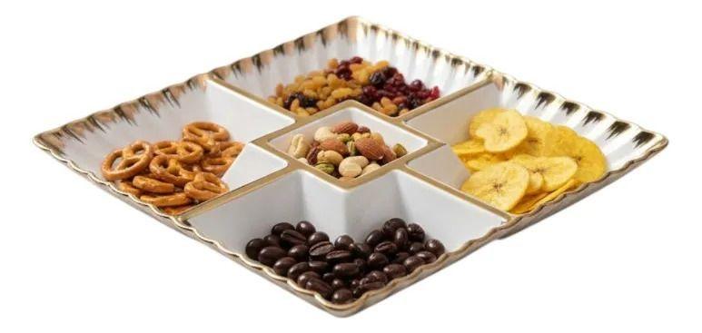 Bandeja Decorativa Servicio Cuadrada Compartimentos Jhn-2