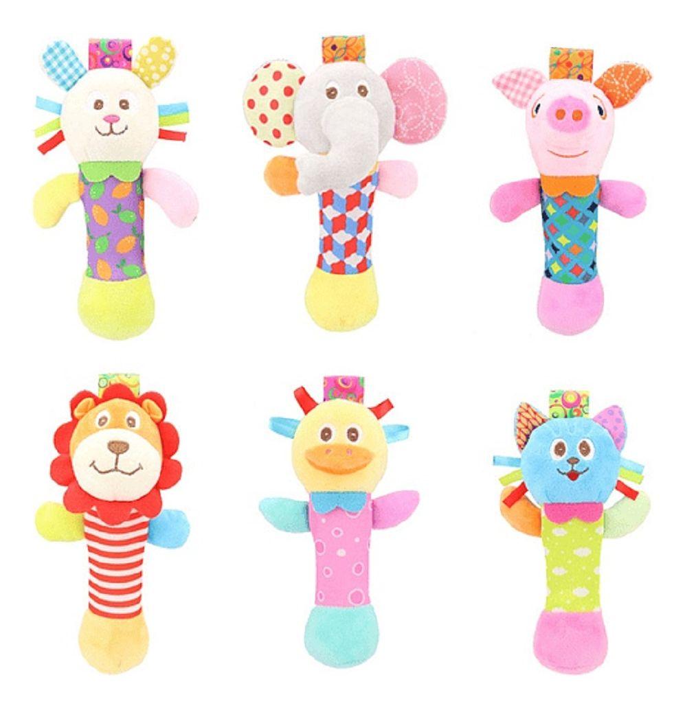 Set 2 Sonajero Mano Felpa Diversión Sensorial Bebe Lau-0