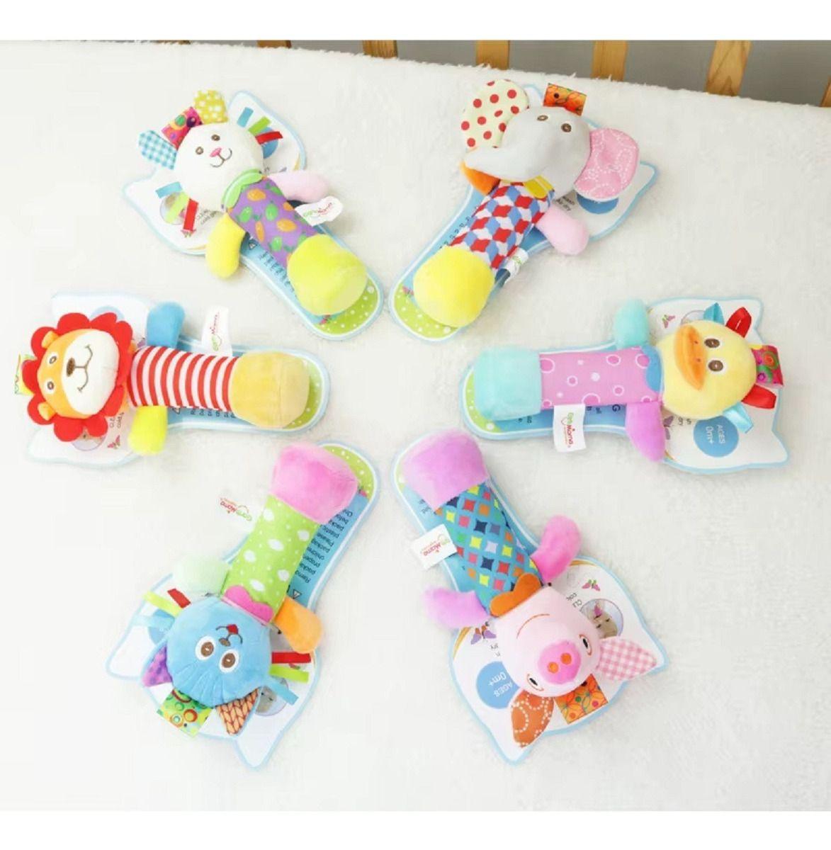 Set 2 Sonajero Mano Felpa Diversión Sensorial Bebe Lau-2