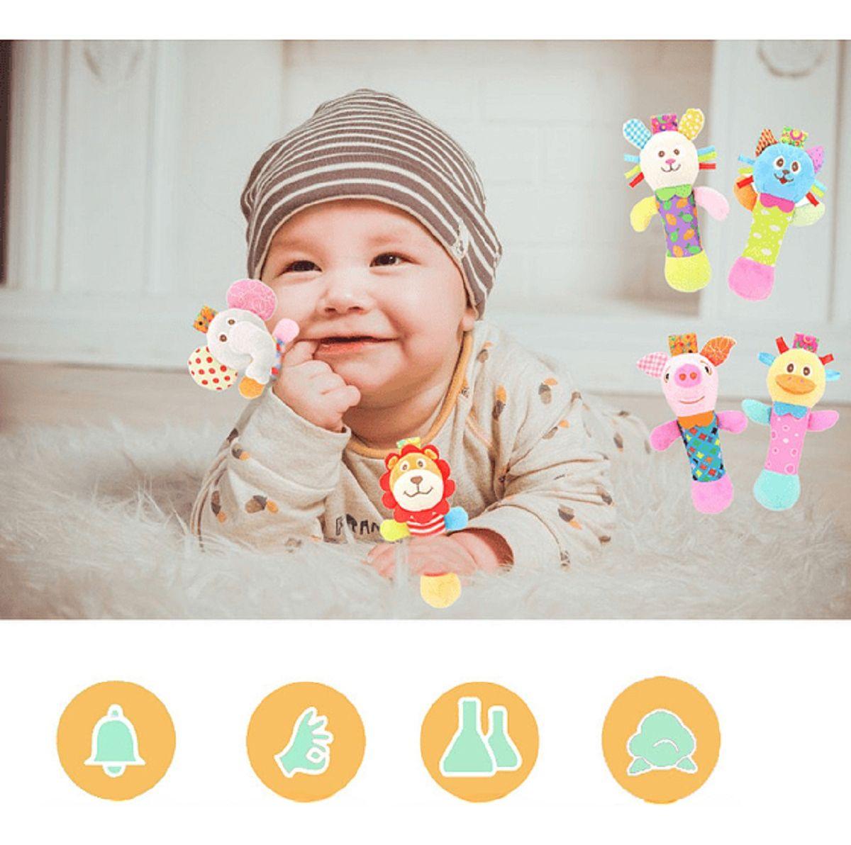 Set 2 Sonajero Mano Felpa Diversión Sensorial Bebe Lau-7