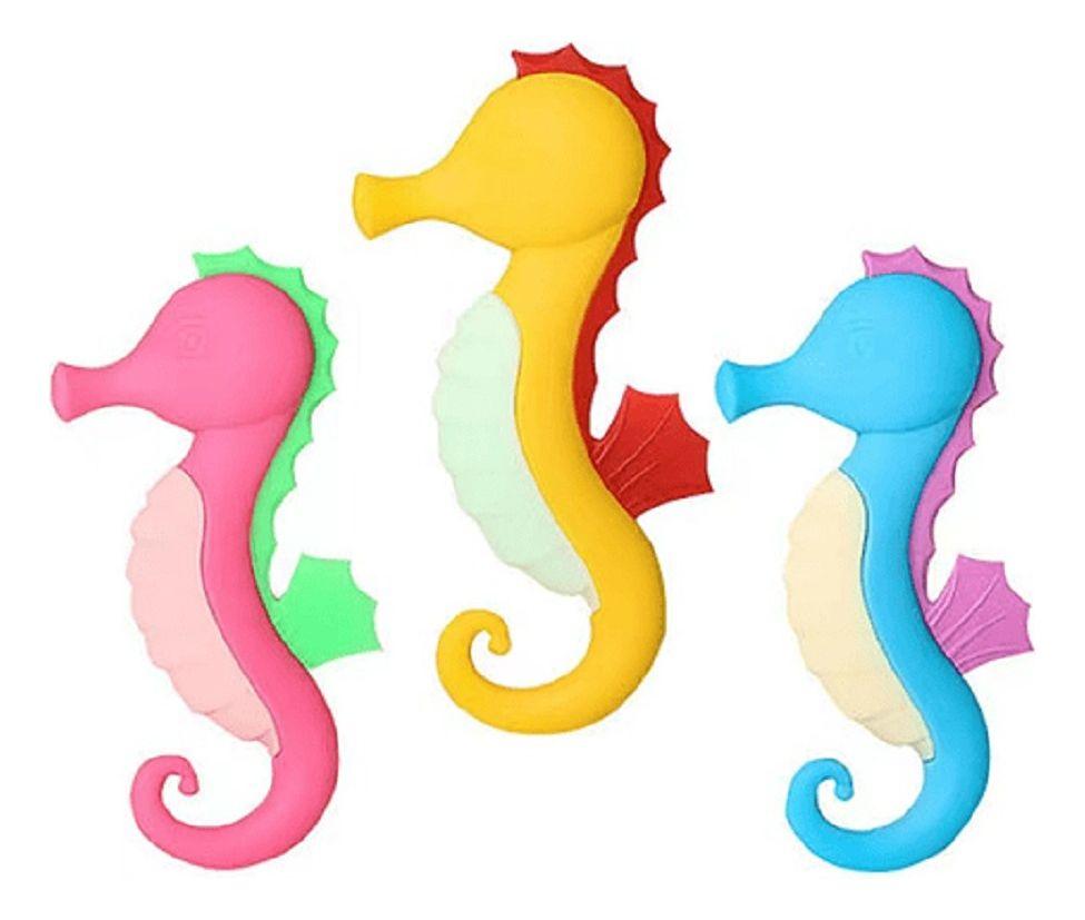 Set 3 Mordedor Diseño Hipocampo Silicona Alivio Bebes Lau-0