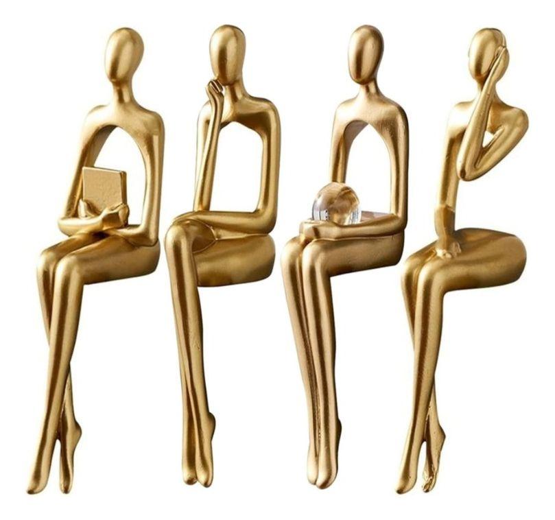 Figuras Abstractas Estatuas Adorno Estantería 4 Piezas Jhn-1