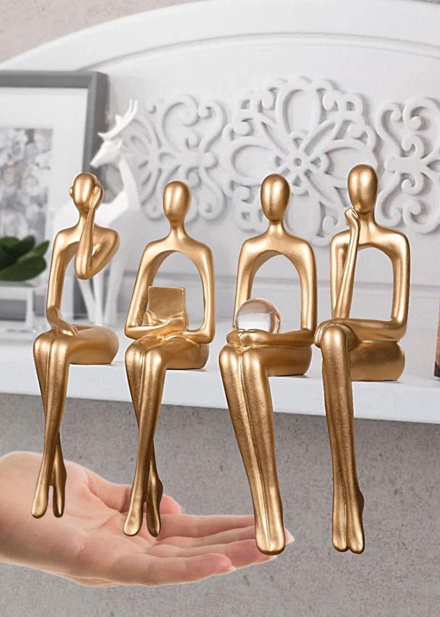 Figuras Abstractas Estatuas Adorno Estantería 4 Piezas Jhn-3