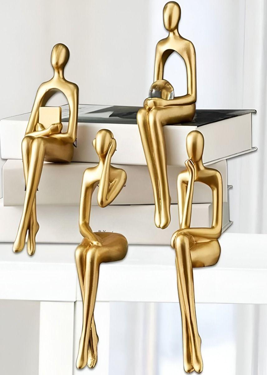 Figuras Abstractas Estatuas Adorno Estantería 4 Piezas Jhn-5