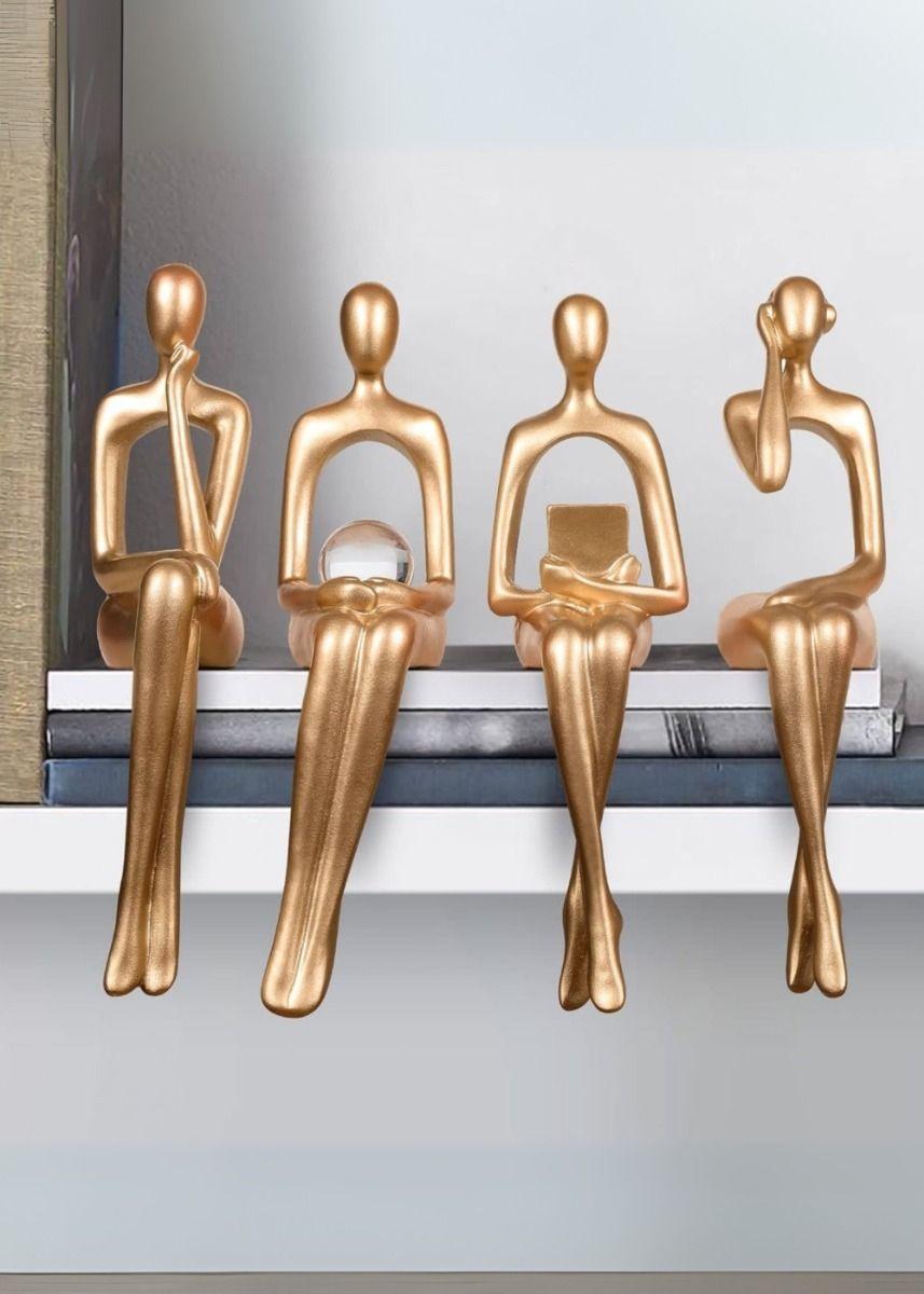 Figuras Abstractas Estatuas Adorno Estantería 4 Piezas Jhn-8