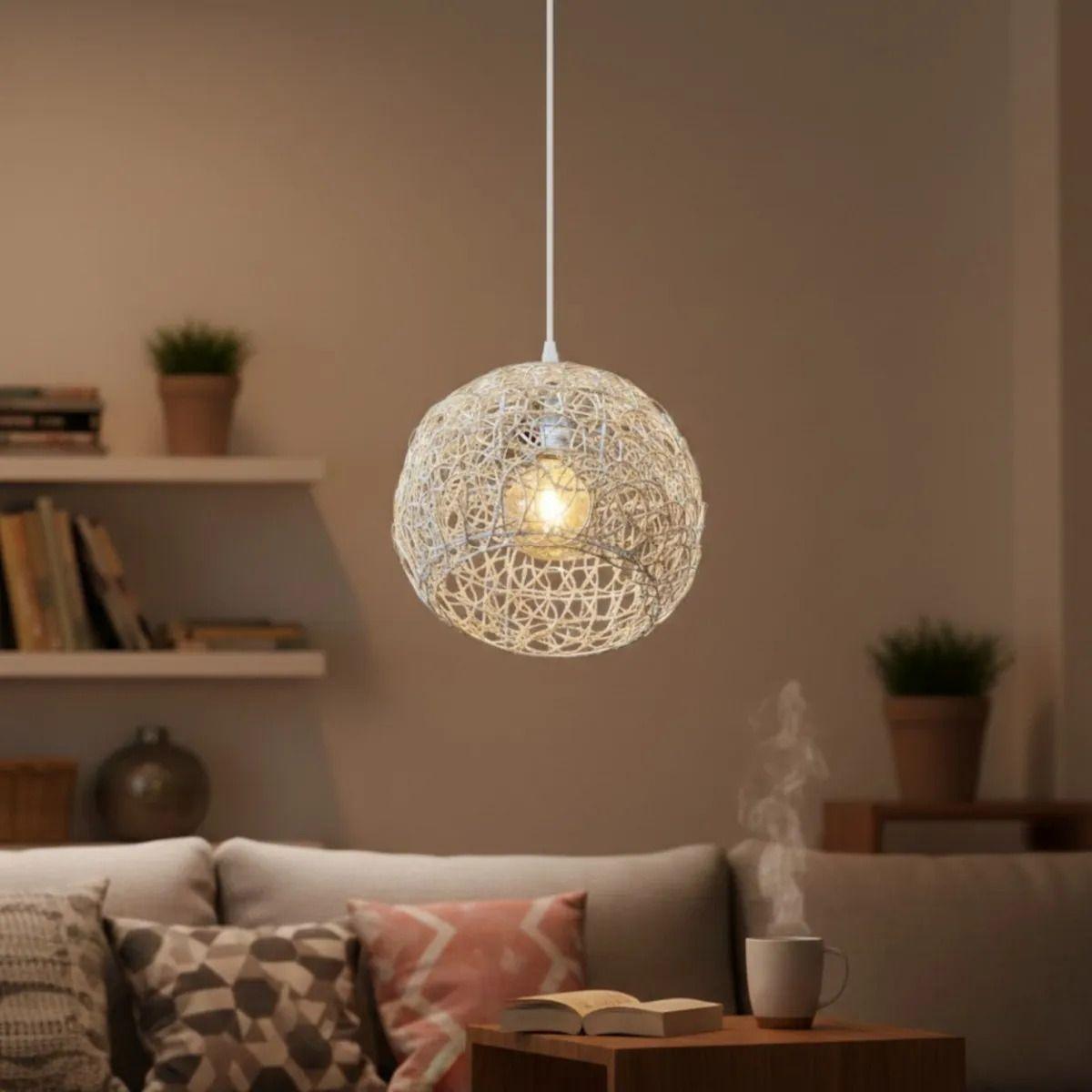 Lámpara Colgante Techo Esfera Tejida Estilo Nórdico Boho Jhn-9