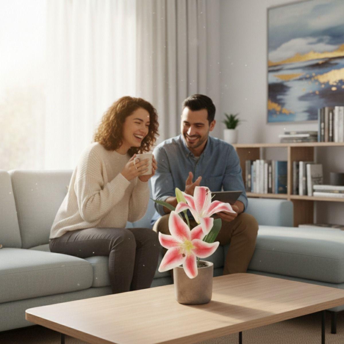 Set 2 Planta Artificial Decorativa Lirios Adorno Hogar Jhn-2