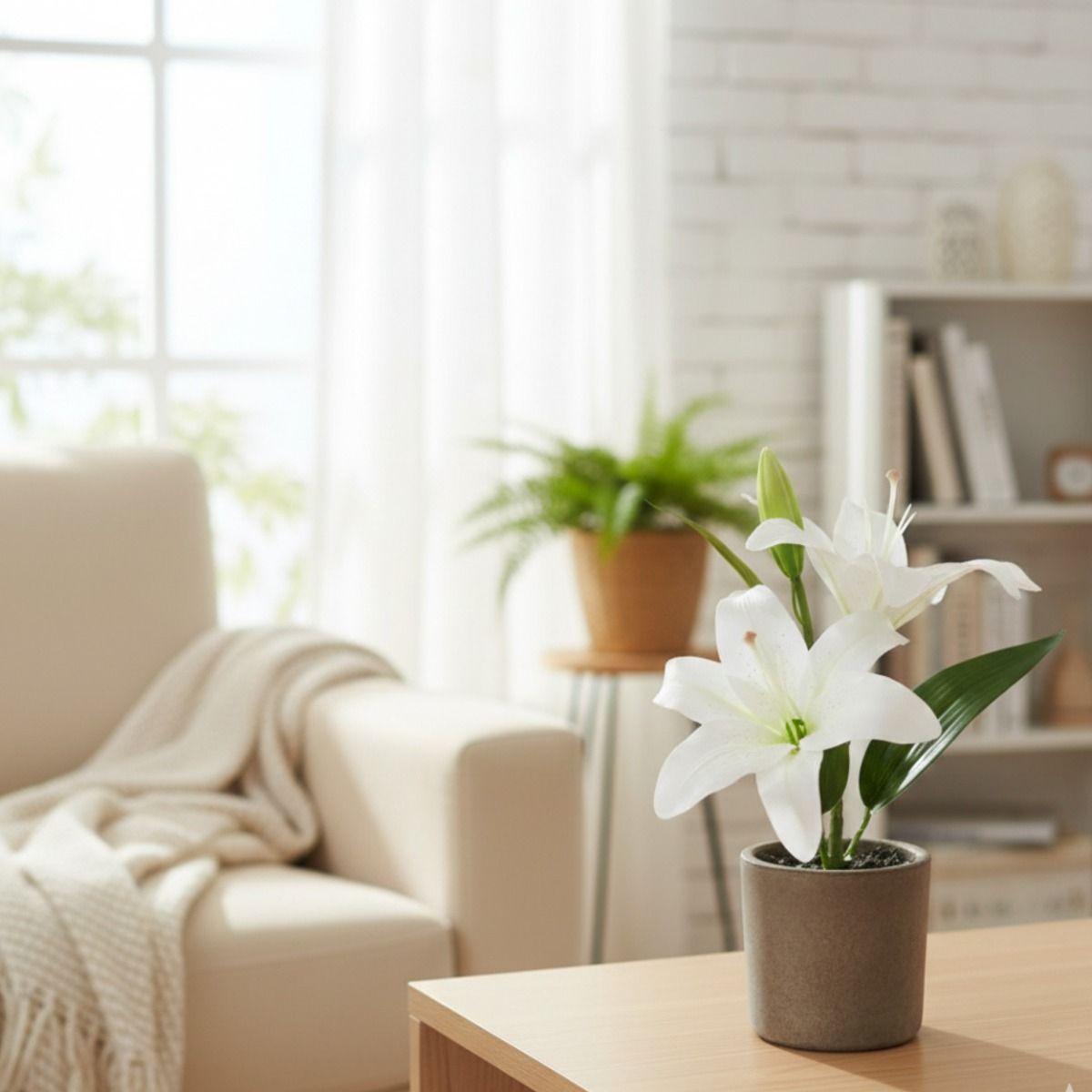 Set 2 Planta Artificial Decorativa Lirios Adorno Hogar Jhn-7