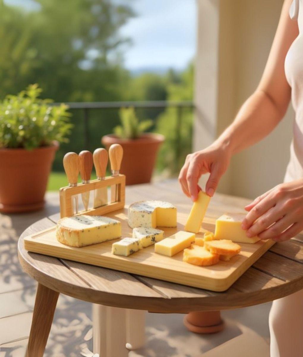 Tabla Picar Queso Embutido Utensilio Soporte Funcional Jhn-2