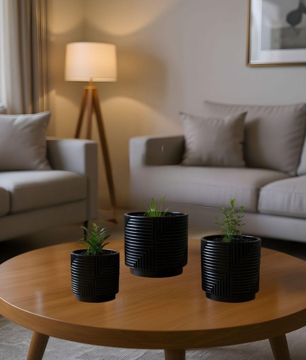 Set 3 Macetero Decorativo Diseño Geométrico Hogar Adorno Jhn-7