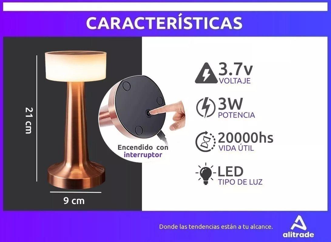 Lampara LED Recargable Inalambrica Tactil Dimmer Lau-4