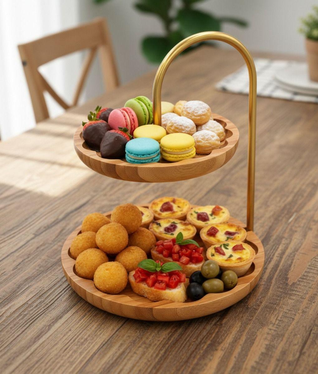 Bandeja Decorativa Multifuncional Soporte Dos Niveles Jhn-5