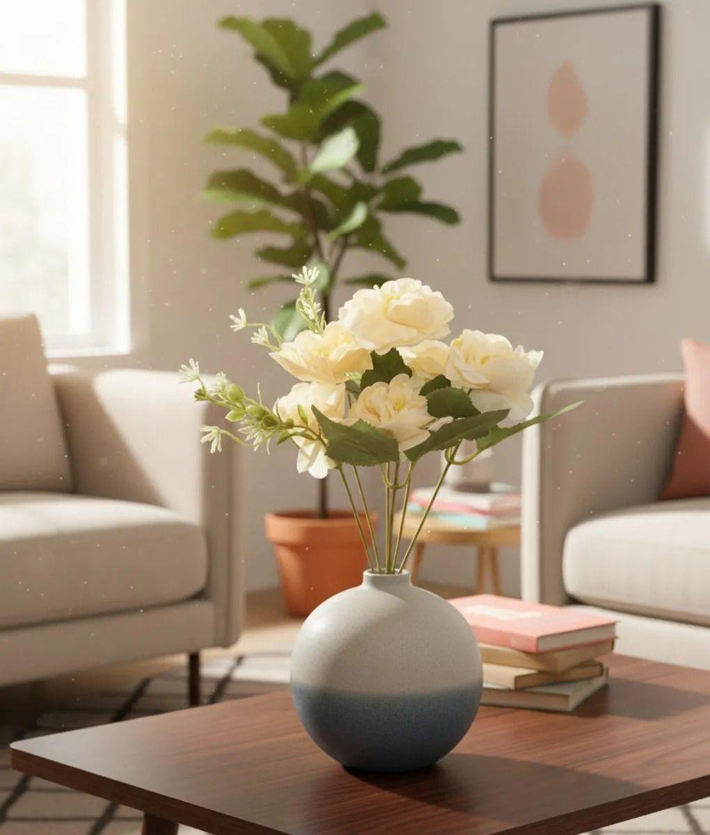 Set 6 Flores Artificiales Decorativa Ramo Belleza Adorno Jhn-7