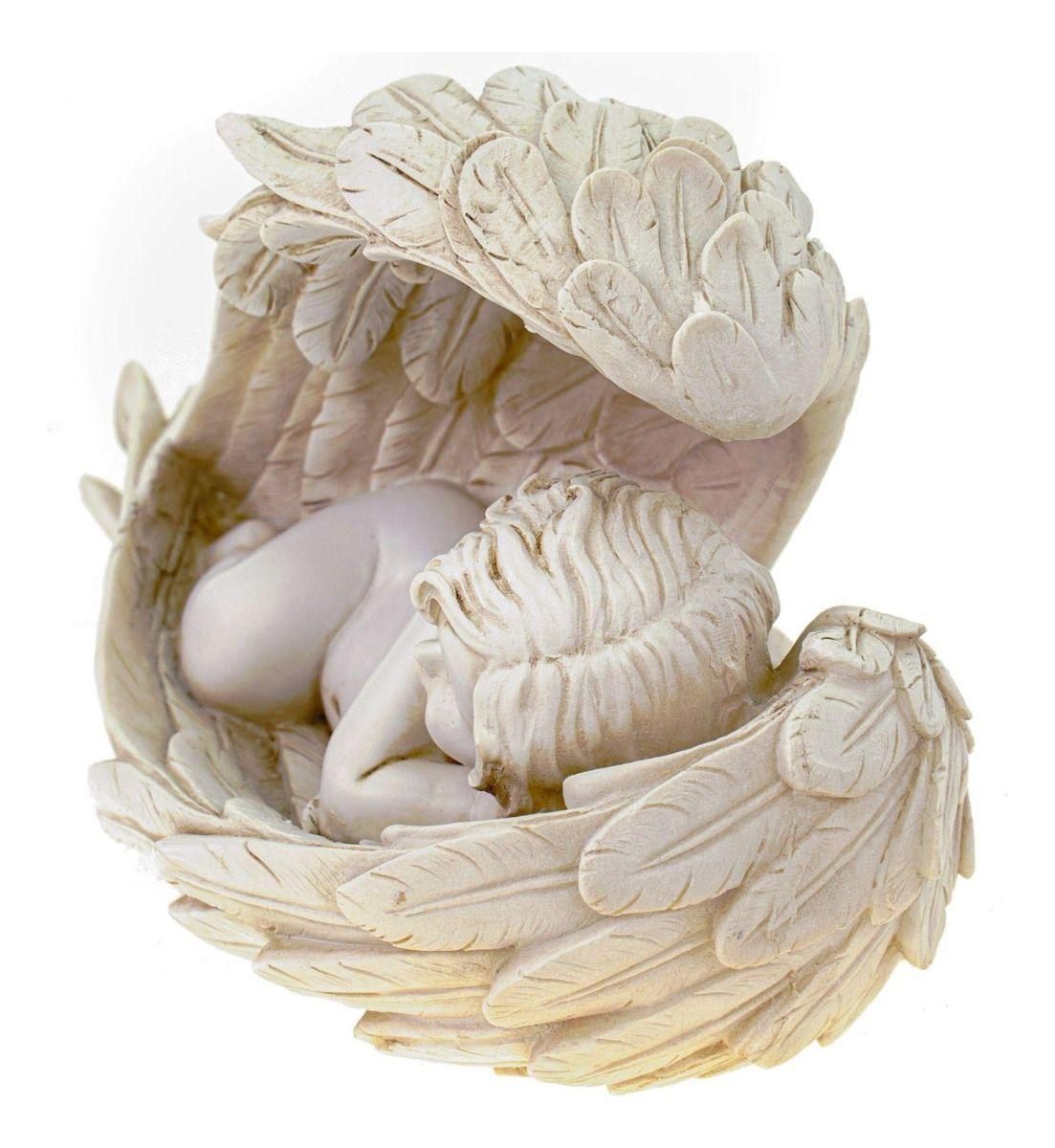 Set de 2 Estatua Decorativa Ángel Durmiendo Querubín Jhn-2