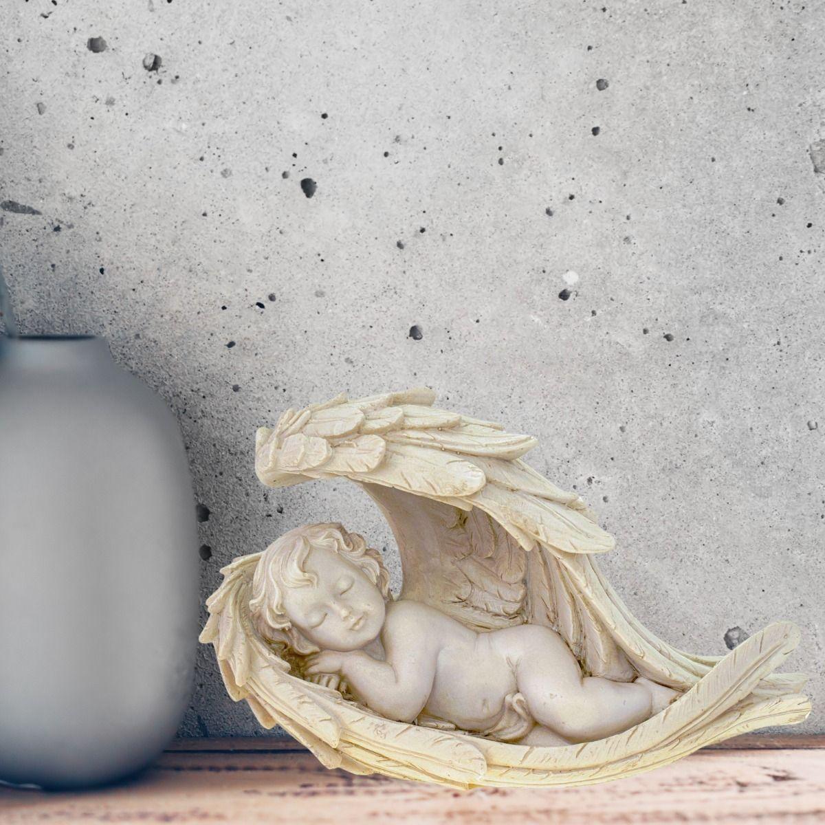Set de 2 Estatua Decorativa Ángel Durmiendo Querubín Jhn-8