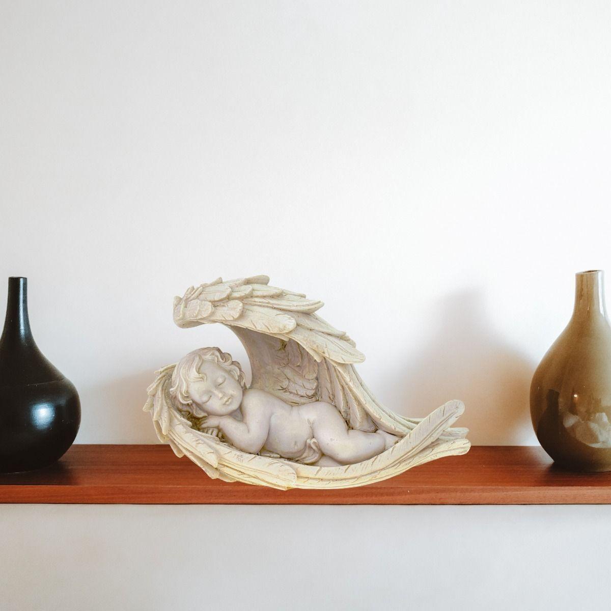 Set de 2 Estatua Decorativa Ángel Durmiendo Querubín Jhn-9