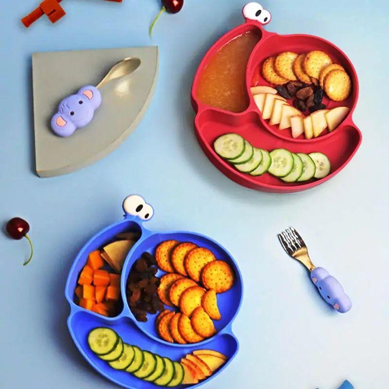 Plato Bebes Antideslizante Silicona Ventosa Caracol Rondon-5