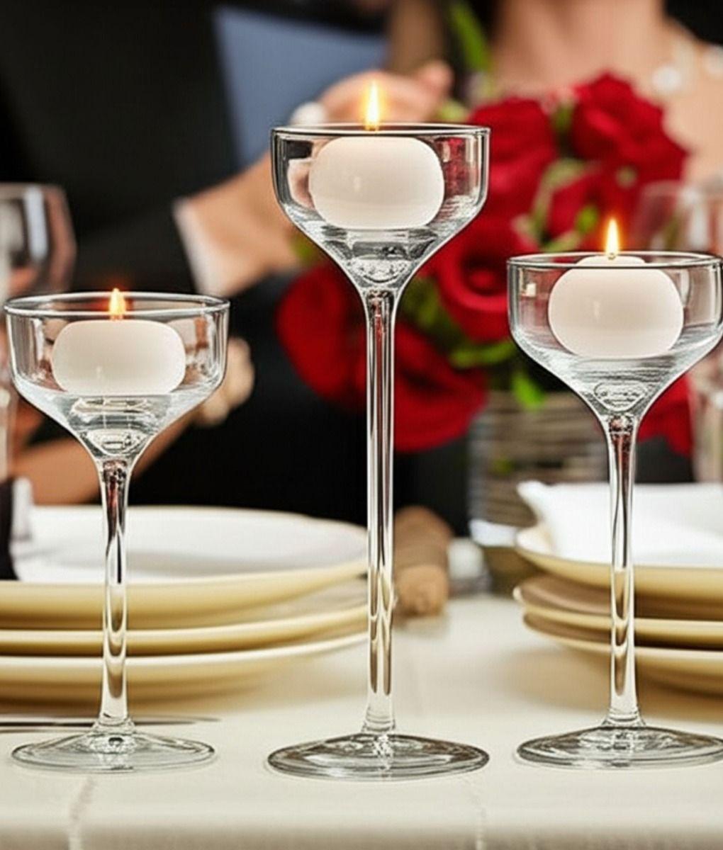 Set Portavelas Altos Estilo Copa Elegancia Moderna Jhn-2