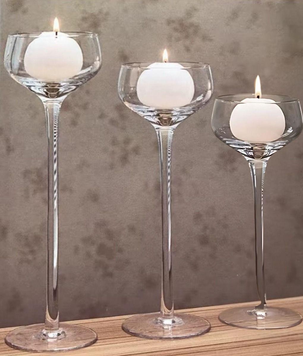 Set Portavelas Altos Estilo Copa Elegancia Moderna Jhn-8